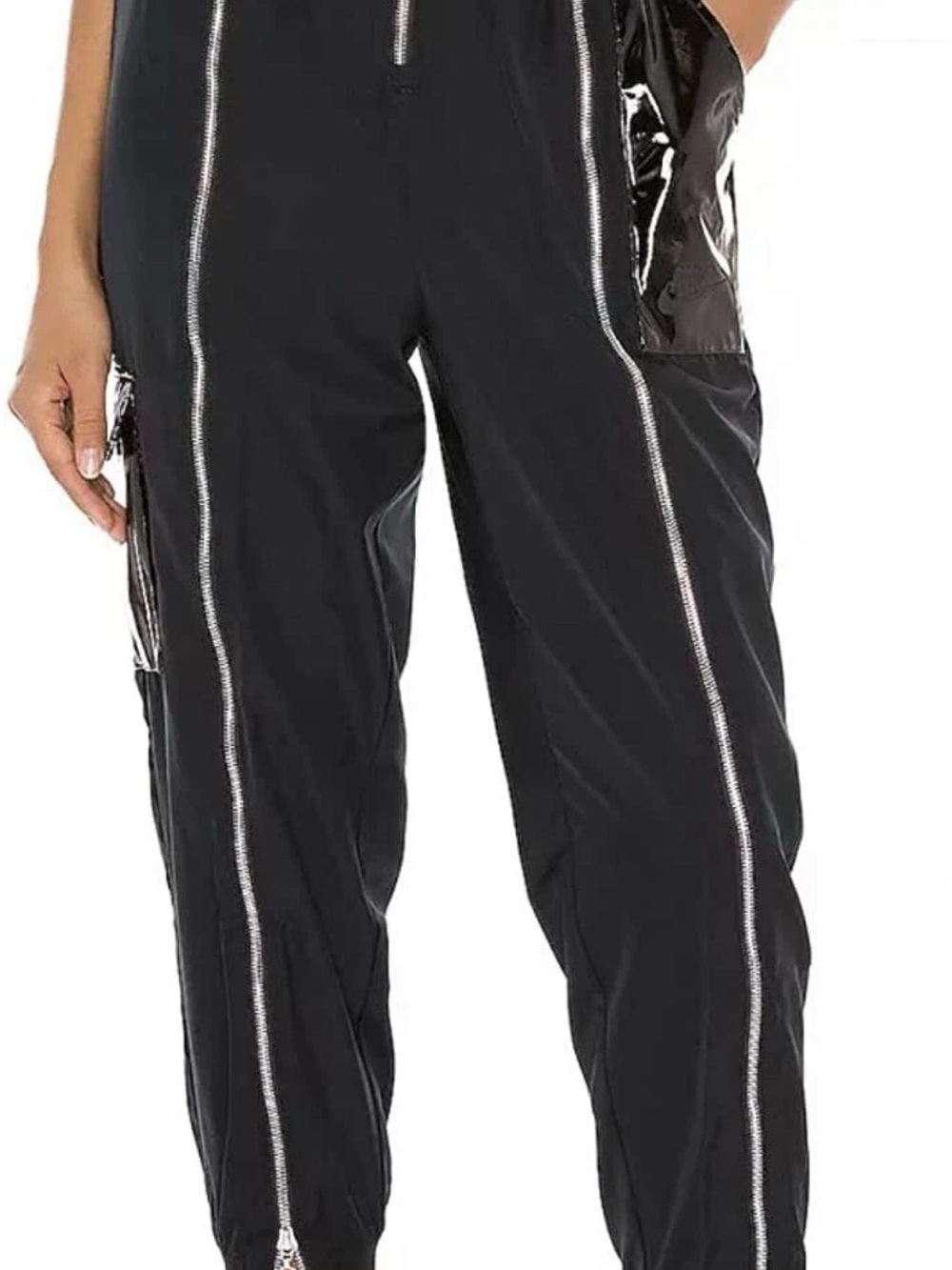 Nike Black Jogger Sweatpants with Silver Zippers - Picture 2 of 10